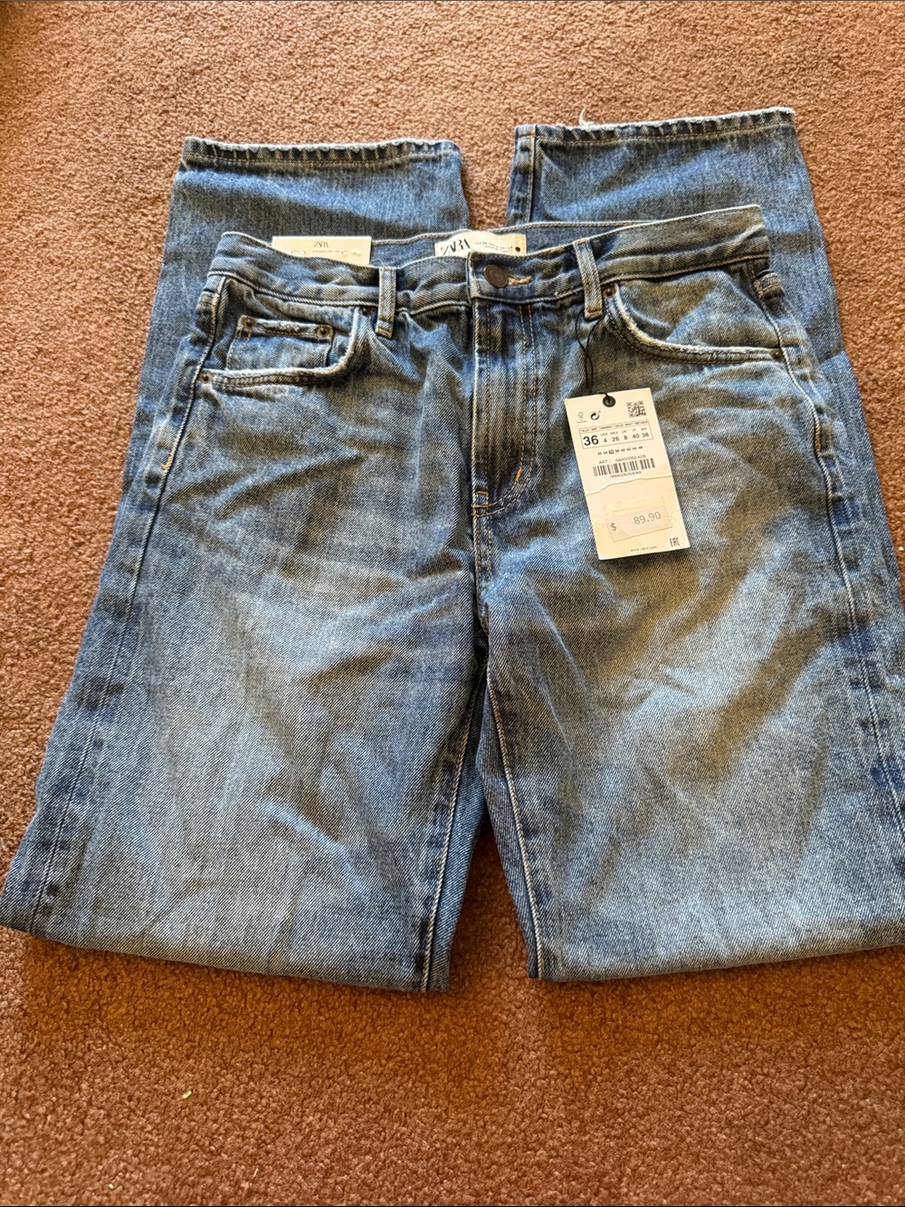 Zara mid rise Straight Jeans - Light Blue Denim - Picture 3 of 7